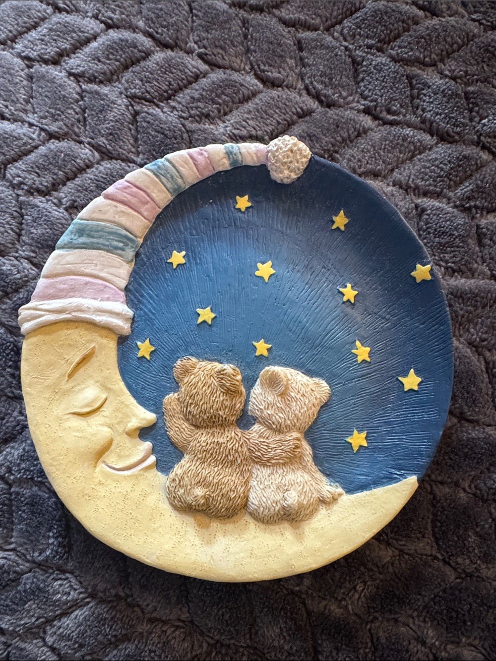 Vintage 1997 Popular Imports Teddy Bears on Moon Mini Tea Set Plate
